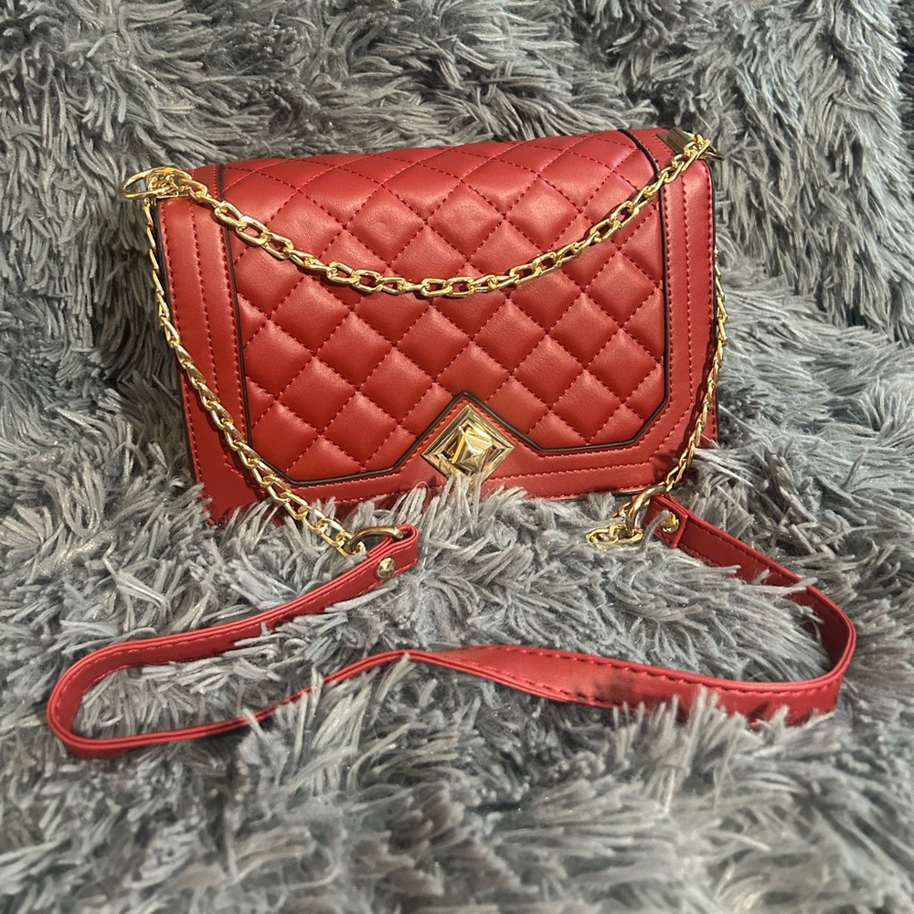 Stunning Red Bag with Gold Hardware